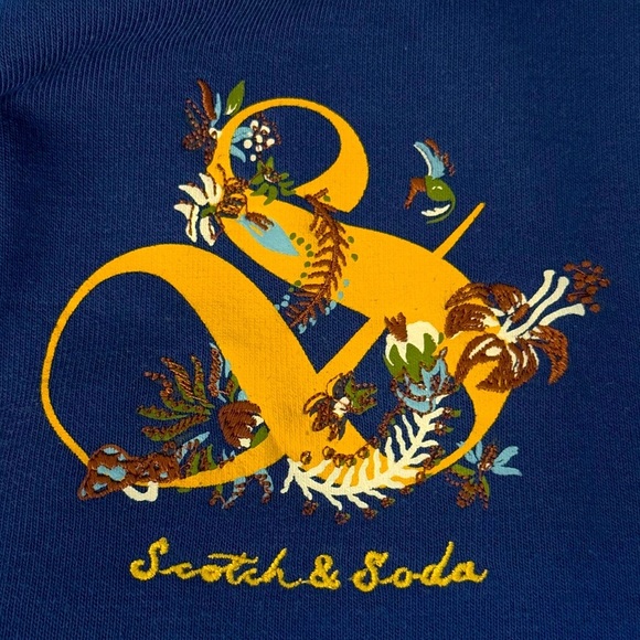 SCOTCH & SODA Men’s Embroidered Relaxed Fit Fleece Hoodie Evening Skies NEW - Picture 6 of 9